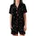 Cat Lovers' Minimalist Black White Outline Celestial Cat Moon Star Pattern Satin Short-Sleeve Pajamas Set - 2