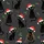 Cat Lovers' Playful Black Cat Holiday Pattern with Green-Eyed Felines, Red Santa Hats & Multi-Color String Lights Satin Short-Sleeve Pajamas Set - 4