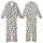 Modern Style Seekers' Bold Black Irregular Splotches & Blobs Organic Pattern on Creamy Off-White Kid Satin Pajamas Set - 1
