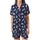 Cat Lovers' Whimsical Flat Graphic Cats Pattern in Light Pink Periwinkle, Deep Navy Blue Background, White Stars MEOW Love Satin Short-Sleeve Pajamas Set - 2
