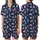 Cat Lovers' Whimsical Flat Graphic Cats Pattern in Light Pink Periwinkle, Deep Navy Blue Background, White Stars MEOW Love Satin Short-Sleeve Pajamas Set - 1