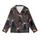 Cat Lovers' Playful Black Cat Holiday Pattern with Green-Eyed Felines, Red Santa Hats & Multi-Color String Lights Kid Satin Pajamas Set - 2