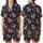 Highland Cow Lovers' Charming Watercolor Fluffy Autumn Plaid Farm Animal Pattern on Deep Navy Satin Short-Sleeve Pajamas Set - 1