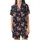 Highland Cow Lovers' Charming Watercolor Fluffy Autumn Plaid Farm Animal Pattern on Deep Navy Satin Short-Sleeve Pajamas Set - 2