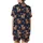 Highland Cow Lovers' Charming Watercolor Fluffy Autumn Plaid Farm Animal Pattern on Deep Navy Satin Short-Sleeve Pajamas Set - 3