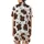 Pattern Lovers' Fluid Organic Dark Brown Cow Print Style on Crisp White Satin Short-Sleeve Pajamas Set - 3