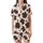 Pattern Lovers' Fluid Organic Dark Brown Cow Print Style on Crisp White Satin Short-Sleeve Pajamas Set - 2