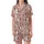 Cow Lovers' Whimsical Illustrative Holstein Cow Faces & Muted Floral Pattern on Soft Dusty Rose Satin Short-Sleeve Pajamas Set - 2
