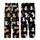 Cat Lovers' Adorable Seamless All-Over Black Background Whimsical White Tan Cartoon Cats & 'Cute Cat' Script Pattern Kid Satin Pajamas Set - 3