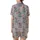 Whimsical Animal Lovers' Heather Grey Hand-Drawn Fluffy Highland Cow Flower Crown Fuchsia Pink Red Pattern Satin Short-Sleeve Pajamas Set - 3