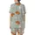 Baby Animal Lovers' Whimsical Illustrative Sleeping Baby Animals Pale Sage Green Pattern: Cow, Bear, Lamb, Bunny in Blue Checkered Pajamas Satin Short-Sleeve Pajamas Set - 3