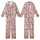 Cow Lovers' Whimsical Illustrative Holstein Cow Faces & Muted Floral Pattern on Soft Dusty Rose Kid Satin Pajamas Set - 1