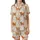 Highland Cow Lovers' Whimsical Watercolor Highland Cow Calf All-Over Pattern with Pink Roses, Sage Leaves, Cream Background Satin Short-Sleeve Pajamas Set - 2