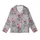 Whimsical Animal Lovers' Heather Grey Hand-Drawn Fluffy Highland Cow Flower Crown Fuchsia Pink Red Pattern Kid Satin Pajamas Set - 2