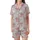 Cute Animal Lovers' Whimsical Pink Highland Cow Heart Sunglasses Bow Lollipop Seamless Pattern Satin Short-Sleeve Pajamas Set - 2