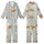 Baby Animal Lovers' Whimsical Illustrative Sleeping Baby Animals Pale Sage Green Pattern: Cow, Bear, Lamb, Bunny in Blue Checkered Pajamas Kid Satin Pajamas Set - 1