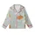 Baby Animal Lovers' Whimsical Illustrative Sleeping Baby Animals Pale Sage Green Pattern: Cow, Bear, Lamb, Bunny in Blue Checkered Pajamas Kid Satin Pajamas Set - 2