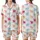 Highland Cow Fans' Whimsical Hand-Drawn Seamless Pattern Block Print Fuchsia Peach Mint Sky Blue Satin Short-Sleeve Pajamas Set - 1