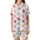 Highland Cow Fans' Whimsical Hand-Drawn Seamless Pattern Block Print Fuchsia Peach Mint Sky Blue Satin Short-Sleeve Pajamas Set - 2