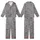 Whimsical Animal Lovers' Black Line Art Highland Cow Calves Floral Seamless Pattern on Heather Gray Kid Satin Pajamas Set - 1
