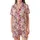 Women's Cheerful Pastel Pink White Cartoon Bunny Purple Yellow Flower Orange Heart Illustrative Pattern Satin Short-Sleeve Pajamas Set - 2