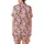 Women's Cheerful Pastel Pink White Cartoon Bunny Purple Yellow Flower Orange Heart Illustrative Pattern Satin Short-Sleeve Pajamas Set - 3