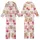 Whimsical Animal Lovers' Fluffy Baby Highland Cow Pink Floral Cream Illustration Kid Satin Pajamas Set - 1