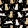 Cat Lovers' Whimsical Black Pattern with Tan & White Cartoon Cats, 'Cute Cat' Script, Pink Hearts Kid Satin Pajamas Set - 4