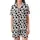 Cute Animal Lovers' Seamless Black Cow Spot All-Over Print with Adorable Pink-Eared Cartoon Cows & Milk Bottle Motif Satin Short-Sleeve Pajamas Set - 2