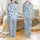 Farm Animal Lovers' Cheerful Light Blue Cartoon Cow Seamless Pattern, Black Spots & Playful 'MOO' Text Satin Pajamas Set - 1