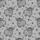 Cute Animal Enthusiasts' Heather Grey Black Line Art Whimsical Fluffy Highland Cow Floral Seamless Pattern Satin Pajamas Set - 4