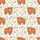 Nature Lovers' Whimsical Watercolor Highland Cow & Wildflower Seamless Pattern in Blush Pink, Mustard Yellow, Olive Green Satin Pajamas Set - 4