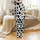 Animal Lovers' Whimsical Black & White Organic Cow Spot Pattern with Charming Cartoon Cows Satin Pajamas Set - 3