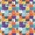 Cat Lovers' Whimsical Cartoon Cats Densely Packed Patchwork Pattern, Vibrant Tangerine Aqua Sky Blue Purple Yellow Satin Pajamas Set - 4