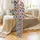 Cat Lovers' Whimsical Cartoon Cats Densely Packed Patchwork Pattern, Vibrant Tangerine Aqua Sky Blue Purple Yellow Satin Pajamas Set - 2