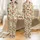 Western Enthusiasts' Whimsical Desert Folk Art Pattern: Cowboy Boots, Hats, Cacti, Guitars in Browns, Oranges, Greens Satin Pajamas Set - 1
