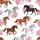 Women's Painterly Watercolor Galloping Horses Pink Roses Seamless Pattern on White Satin Pajamas Set - 4