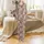 Western Desert Fans' Whimsical Taupe Pattern with Coral Pink Hats, Brown Boots, Blue Cacti, Golden Suns Satin Pajamas Set - 2
