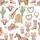 Women's Feminine Western Watercolor: Pink Bow Longhorns, Horses, Cheetah Cowboy Hats, Boots, Cacti, & Iced Coffee Satin Pajamas Set - 4