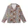 Highland Cow Lovers' Whimsical Shaggy Brown Cow Red Pink Floral Crown Heather Grey Print Kid Satin Pajamas Set - 2