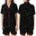 Cat Lovers' Minimalist White Outline Playful Cats Paw Prints Black Pattern Satin Short-Sleeve Pajamas Set - 1