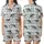 Cow Lovers' Light Blue White Watercolor Gingham Hand-Drawn Holstein Cow Pasture Repeat Pattern Satin Short-Sleeve Pajamas Set - 1