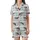Cow Lovers' Light Blue White Watercolor Gingham Hand-Drawn Holstein Cow Pasture Repeat Pattern Satin Short-Sleeve Pajamas Set - 2