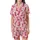 Cowgirl Chic Fans' Blush Pink Fuchsia Stylized Scattered Cowboy Boots Heart Badge Pattern Satin Short-Sleeve Pajamas Set - 2