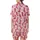 Cowgirl Chic Fans' Blush Pink Fuchsia Stylized Scattered Cowboy Boots Heart Badge Pattern Satin Short-Sleeve Pajamas Set - 3