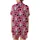 Cute Animal Lovers' Vibrant Hot Pink Flat 2D Cartoon Dairy Cow Rosy Cheeks Strawberry Moo Design Satin Short-Sleeve Pajamas Set - 3