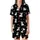 Highland Cow Fans' Black and White Illustrative Stencil Style Seamless Repeating Pattern of Cute Highland Cows with Flower Crowns Satin Short-Sleeve Pajamas Set - 2