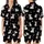 Highland Cow Fans' Black and White Illustrative Stencil Style Seamless Repeating Pattern of Cute Highland Cows with Flower Crowns Satin Short-Sleeve Pajamas Set - 1
