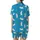 Cat Lovers' Whimsical White Cartoon Cats Azure Blue Pattern Yellow Butterflies Party Hats Satin Short-Sleeve Pajamas Set - 3