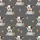 Chibi Art & Boba Tea Lovers' Charcoal Grey Chibi Cow Laptop Boba Tea Pattern, Blue Glasses & Leopard Bows Satin Short-Sleeve Pajamas Set - 4